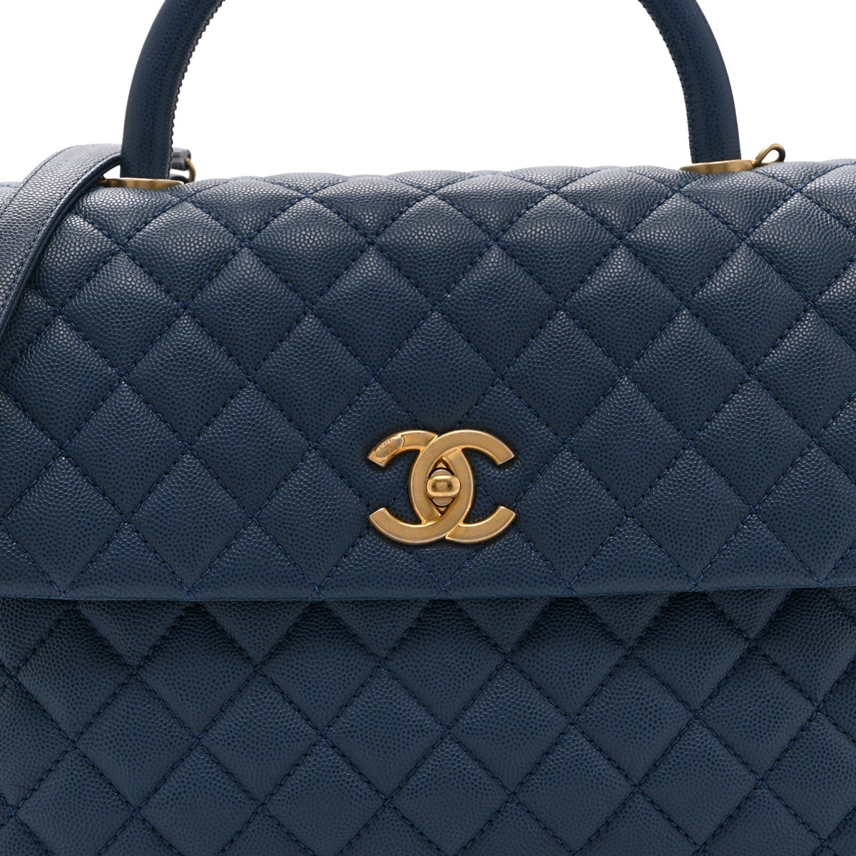 Caviar Quilted Medium Coco Handle Flap Blue