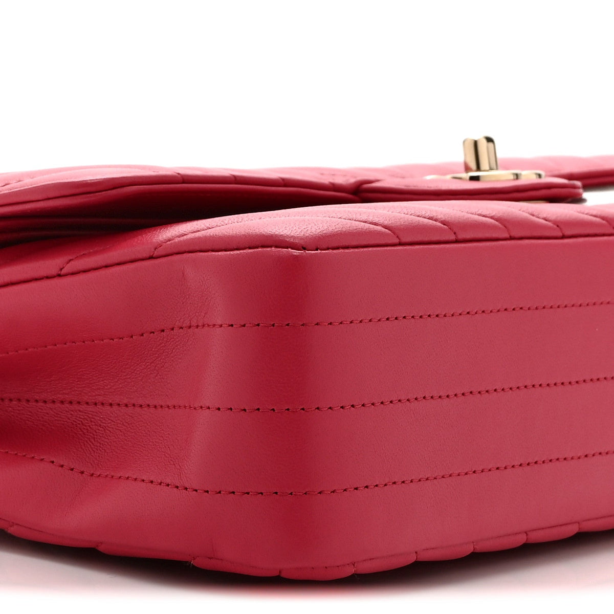 Lambskin Chevron Quilted Medium Double Flap Pink