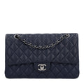 Lambskin Quilted Medium Double Flap Navy