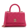 Caviar Quilted Lizard Embossed Extra Mini Coco Handle Flap Pink