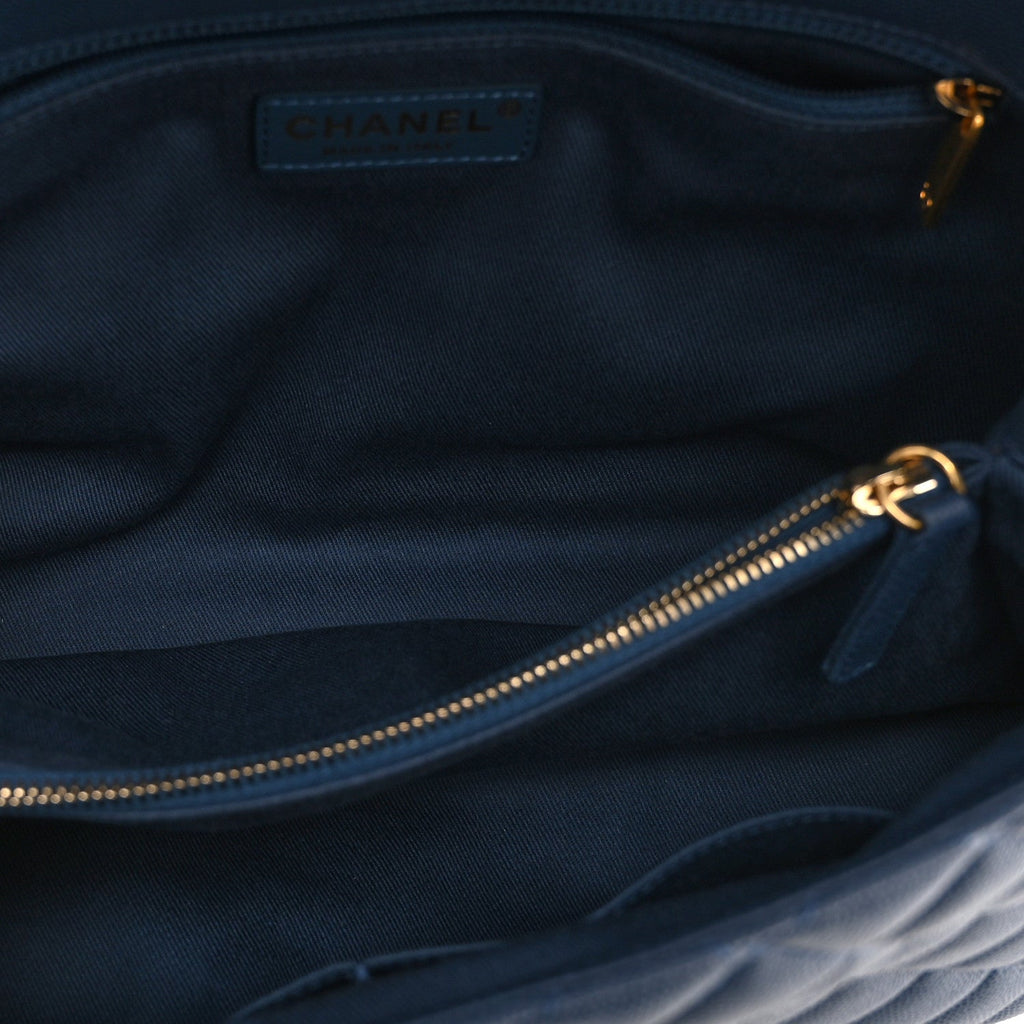Caviar Quilted Medium Coco Handle Flap Blue
