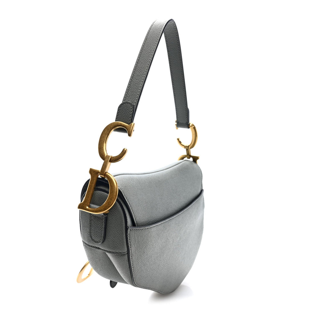 Grained Calfskin Saddle Bag Grey