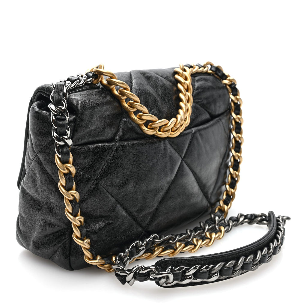 Lambskin Quilted Medium Chanel 19 Flap Black