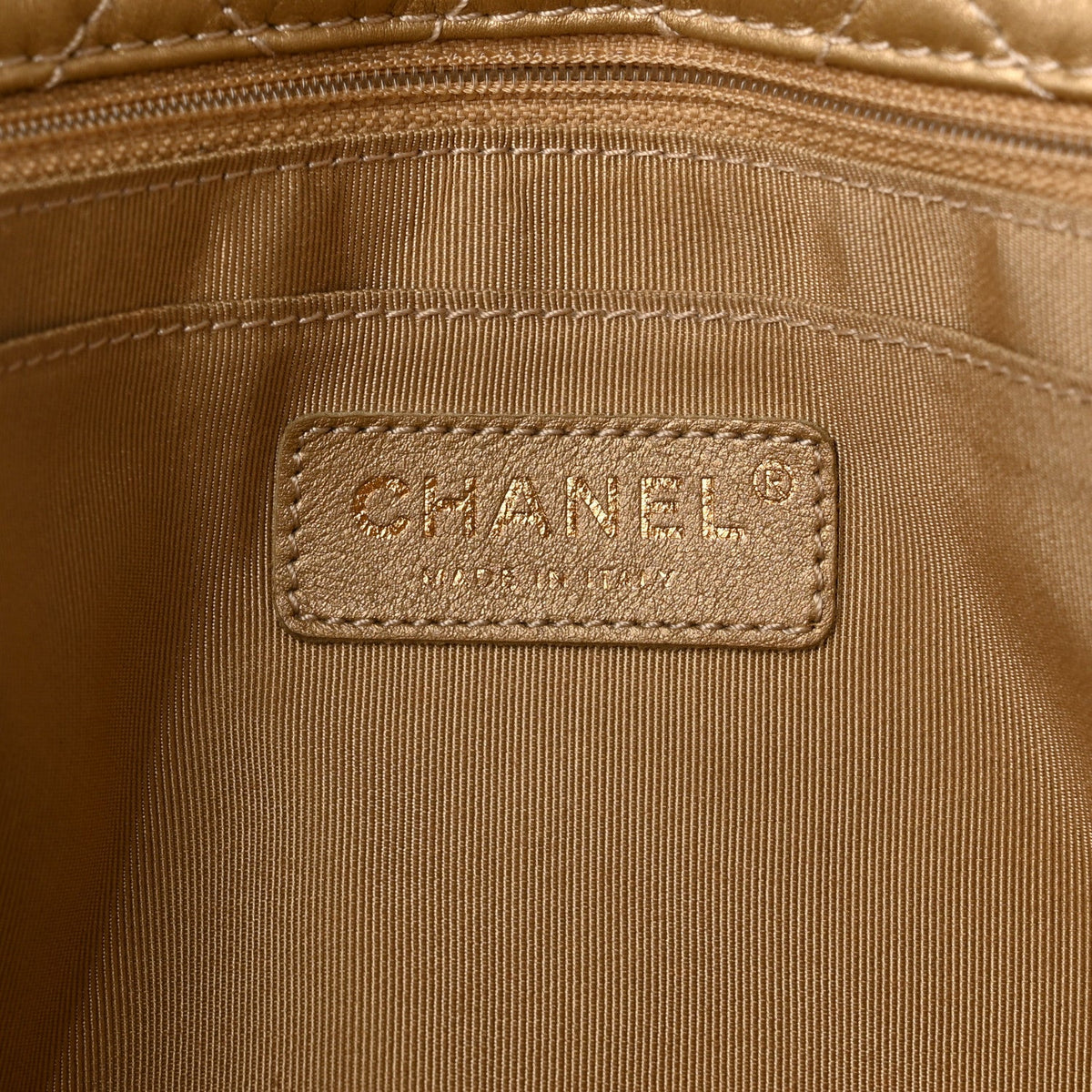 Metallic Calfskin Quilted Small XXL Travel Flap Bag Gold