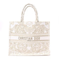 Canvas Embroidered Medium Jardin D'Hiver Book Tote White Gold