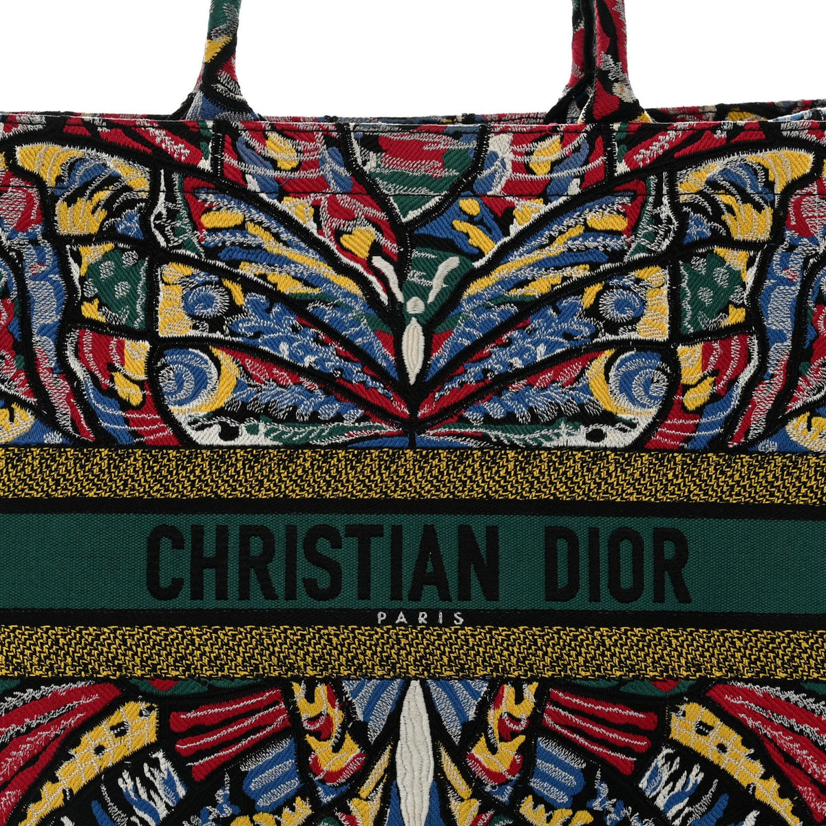 Canvas Embroidered Butterfly Book Tote Black Multicolor