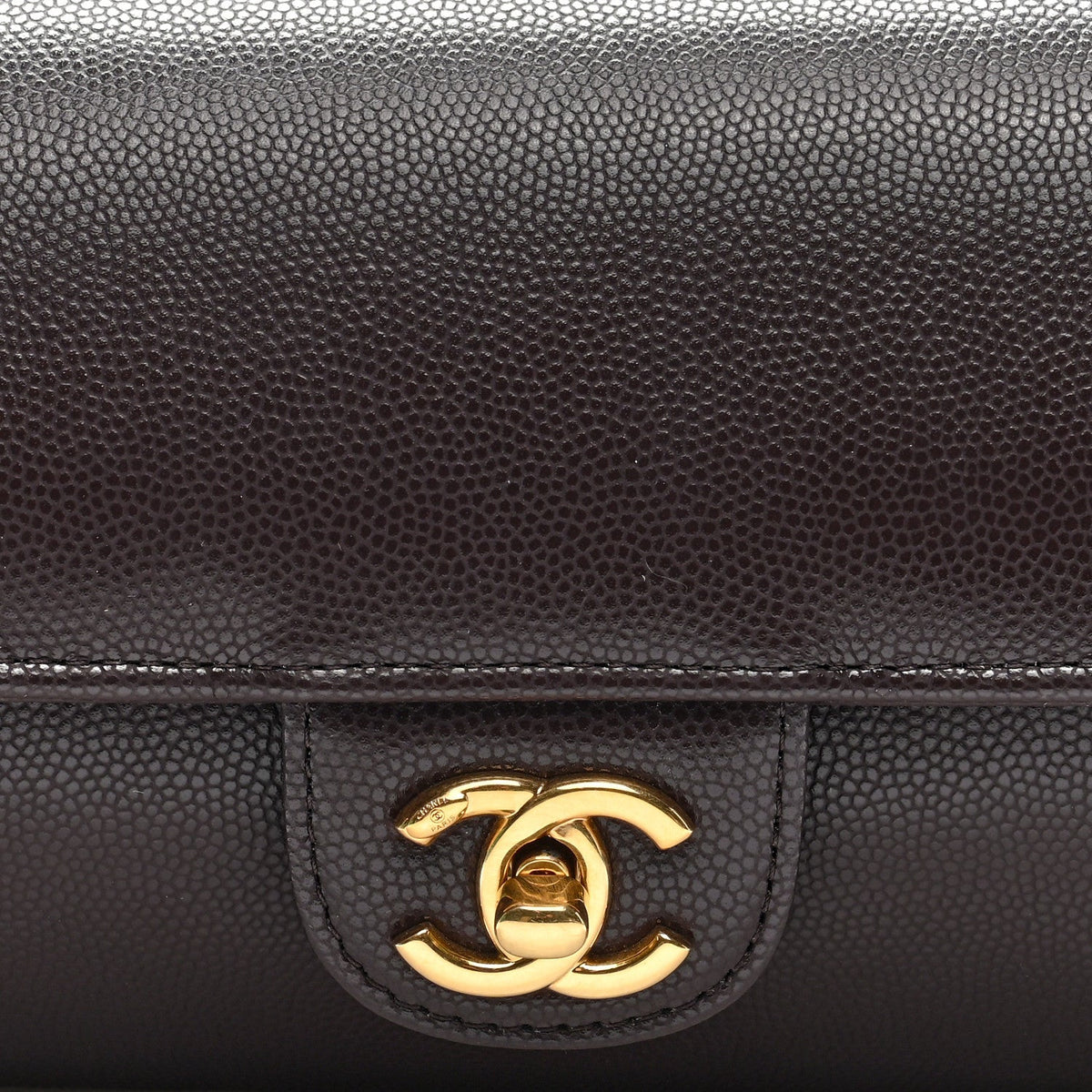 Shiny Caviar Preppy Coco Small Bowling Bag Black