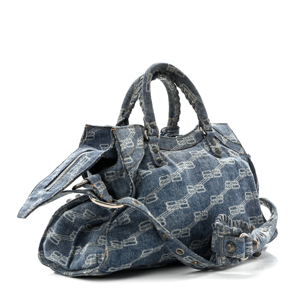 Denim BB Monogram Neo Cagole City Handbag Blue