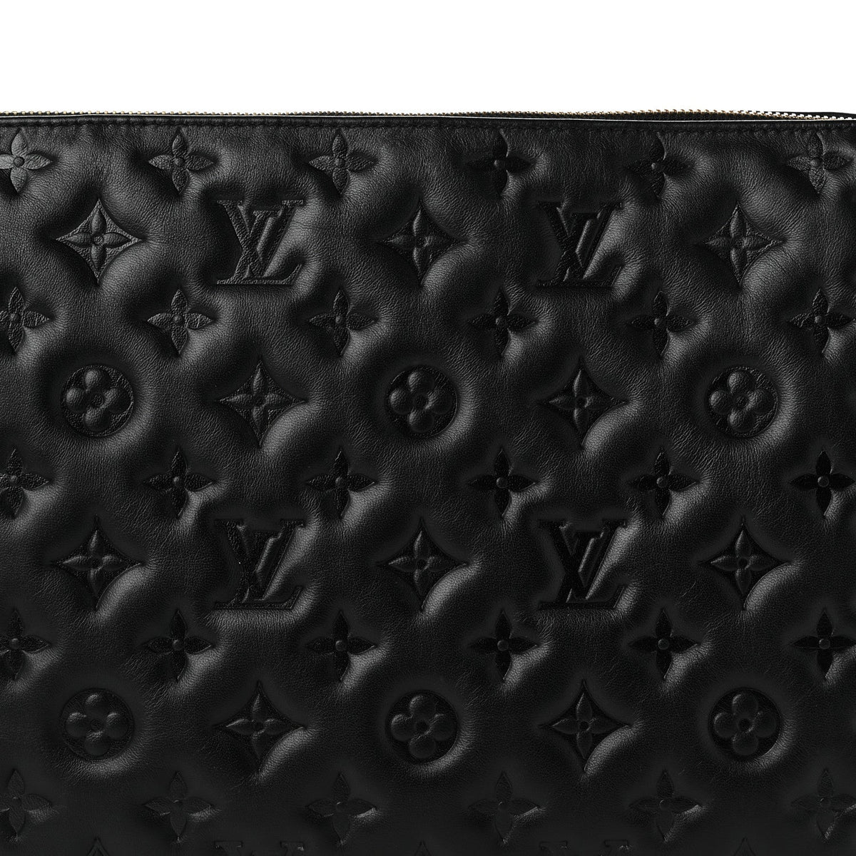 Lambskin Embossed Monogram Coussin MM Black