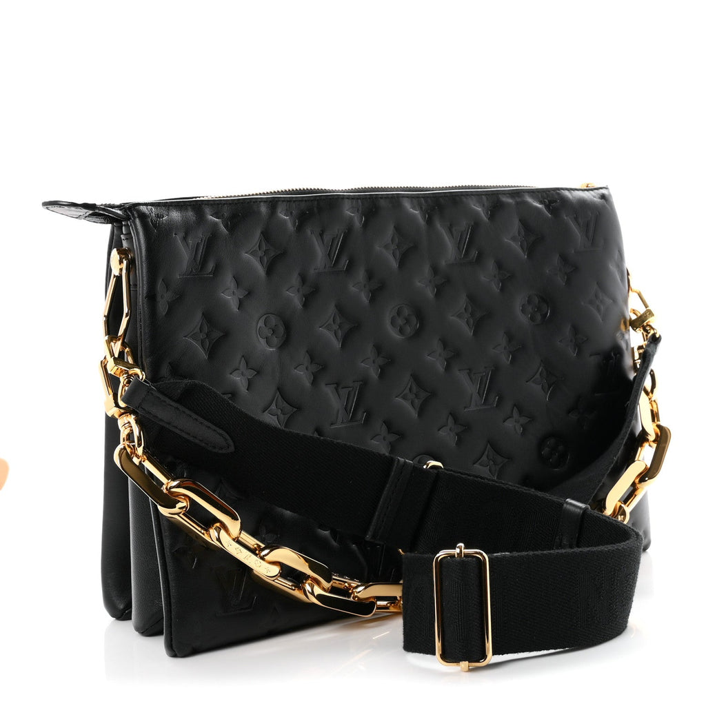 Lambskin Embossed Monogram Coussin MM Black