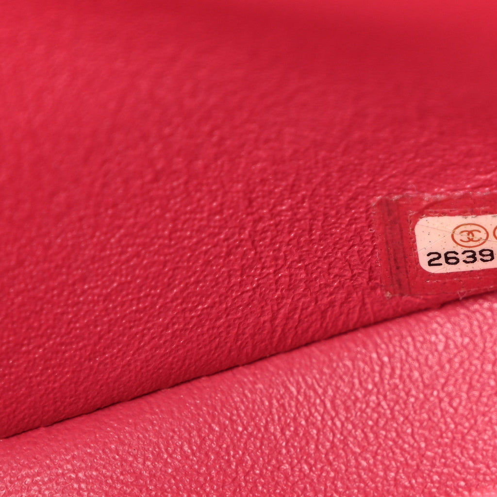 Lambskin Quilted Medium Double Flap Dark Pink