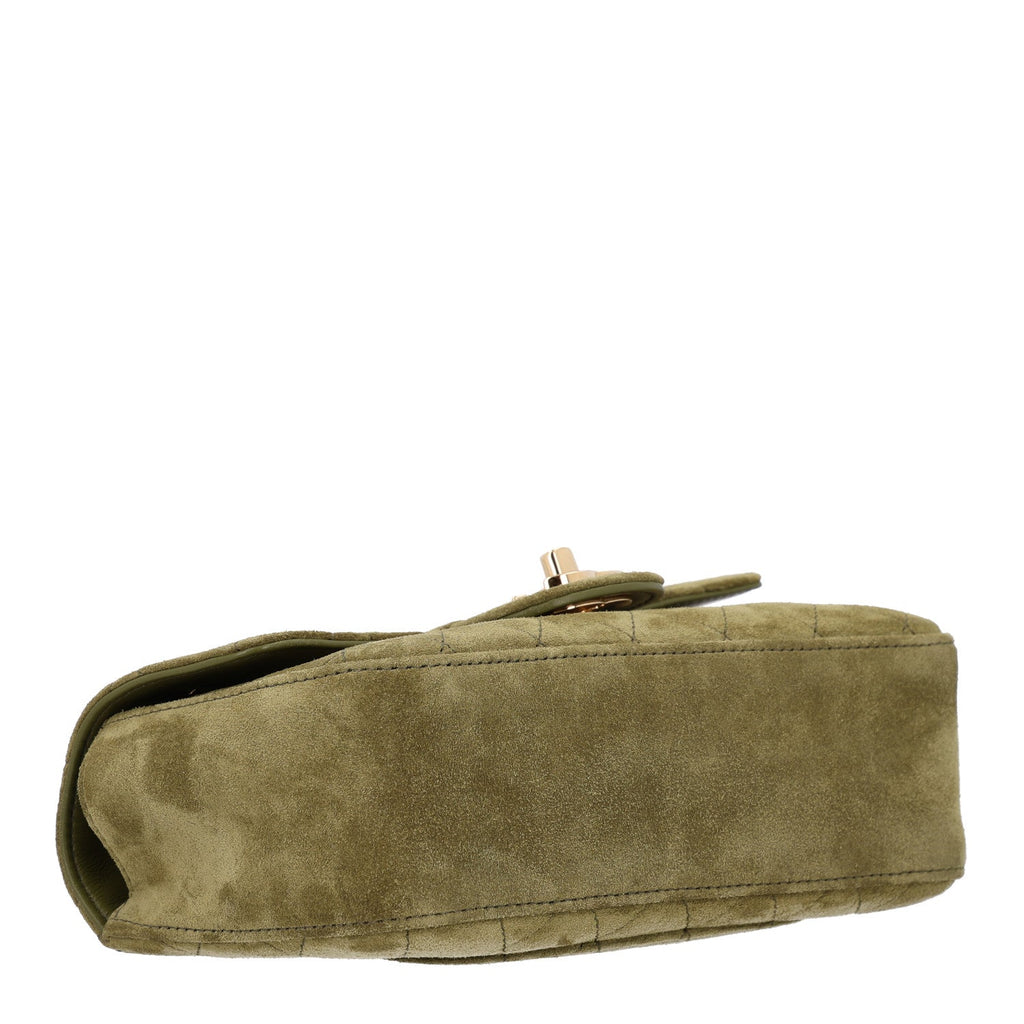 Suede Calfskin Mini Souplissimo Flap Khaki