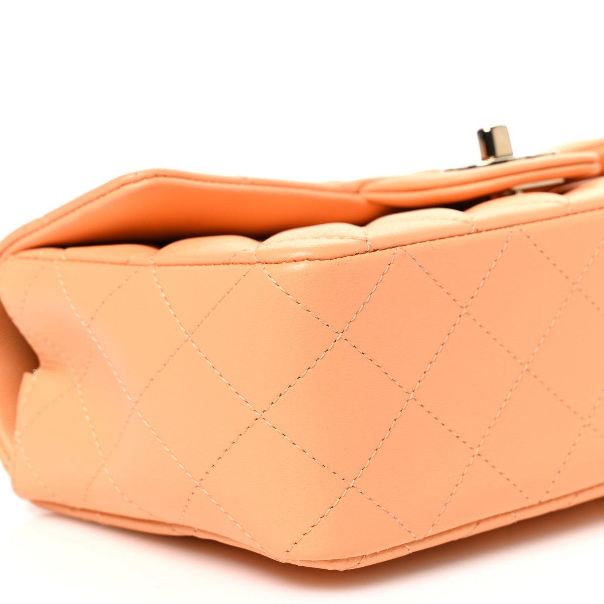 Lambskin Quilted Mini Rectangular Flap Light Orange