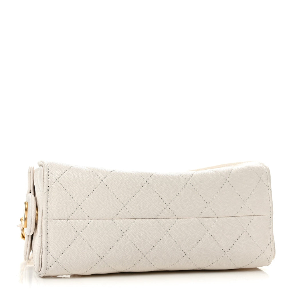 Caviar Quilted Mini Chanel 25 Handbag White