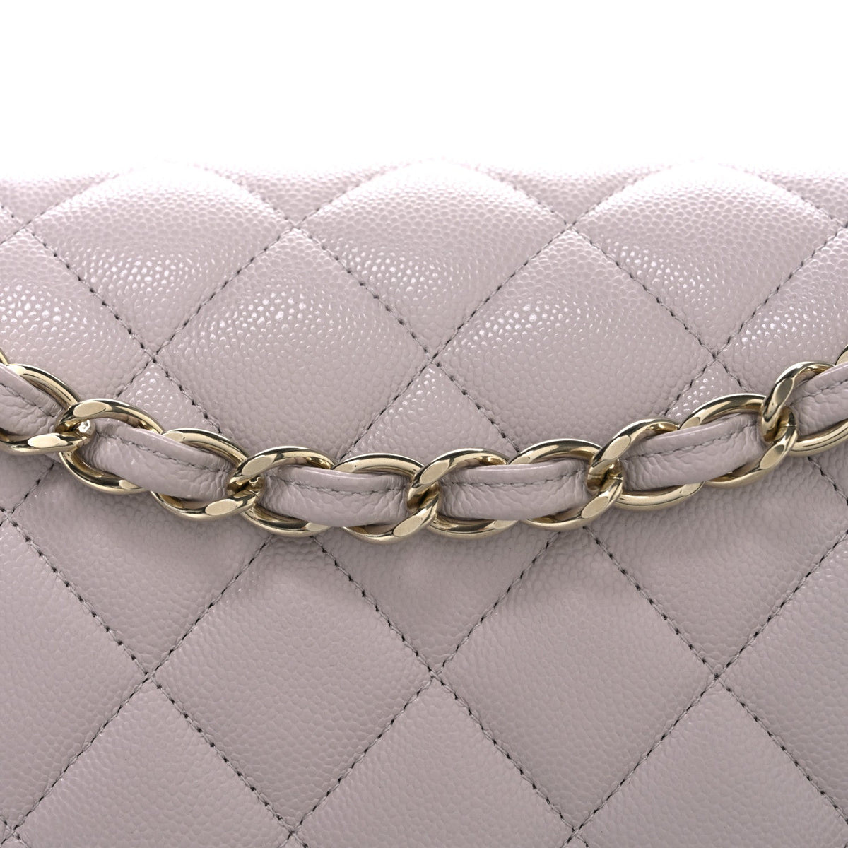 Caviar Quilted Jumbo Double Flap Light Purple