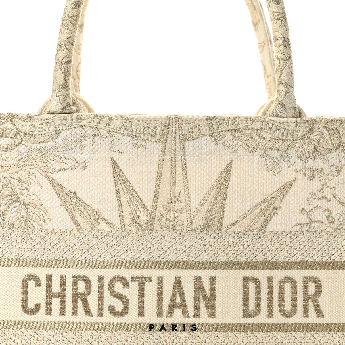 Canvas Embroidered Medium Rêve d'Infini Book Tote Gold