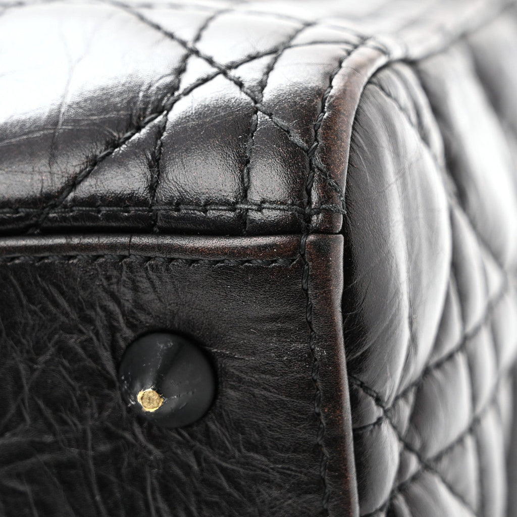 Crinkled Calfskin Cannage Medium Lady Dior Black