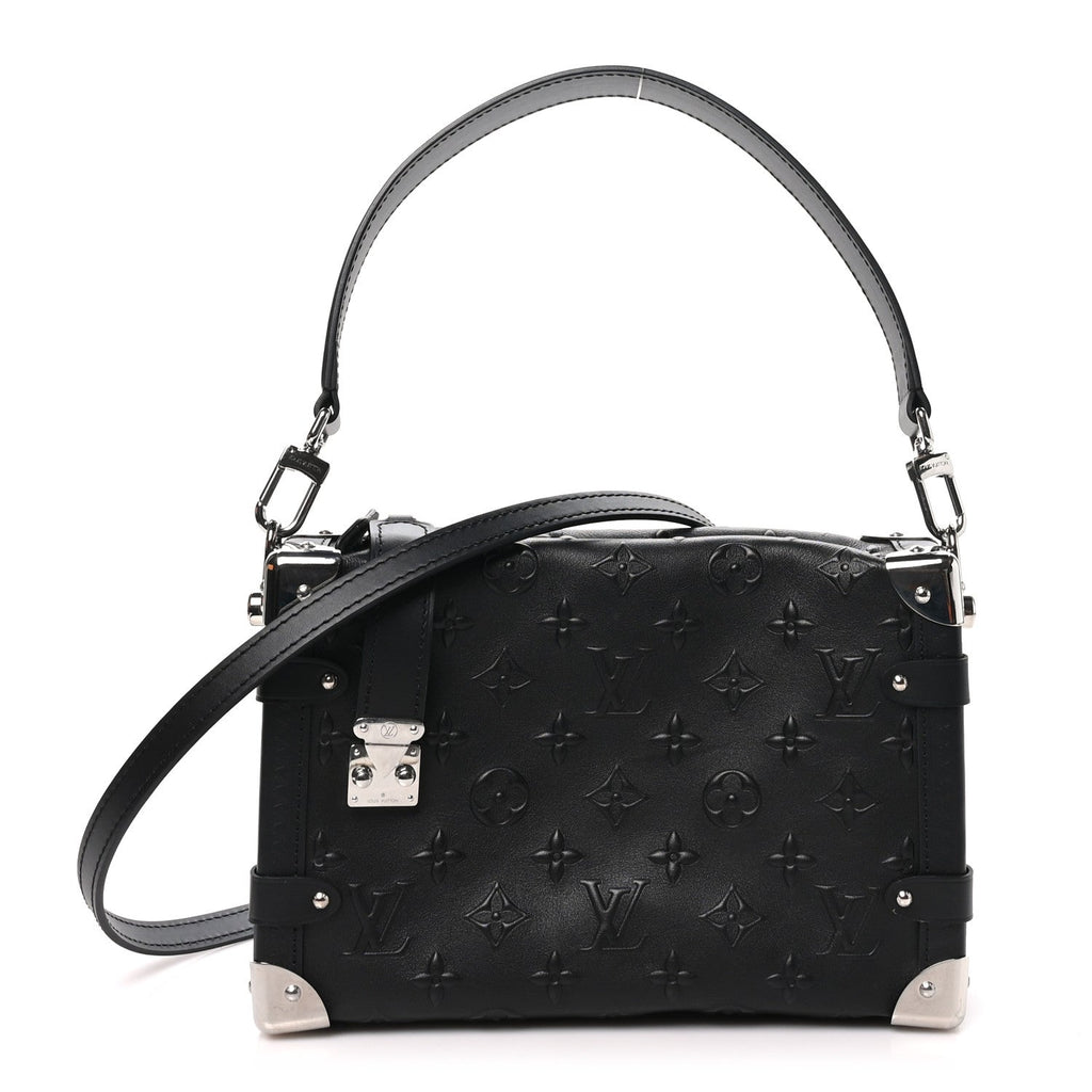 Calfskin Debossed Monogram Side Trunk Black