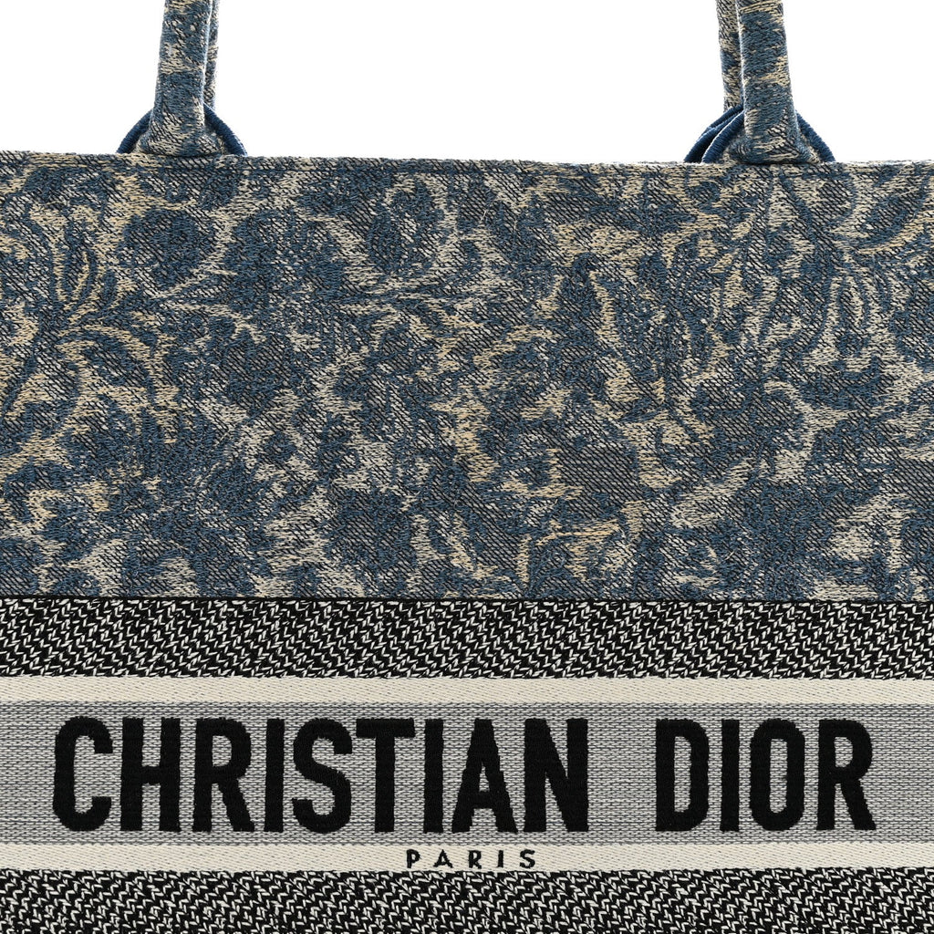 Canvas Embroidered Large Brocart Book Tote Blue