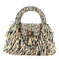 Raffia Fringe Nano Kelly Shopper Yellow Beige Black
