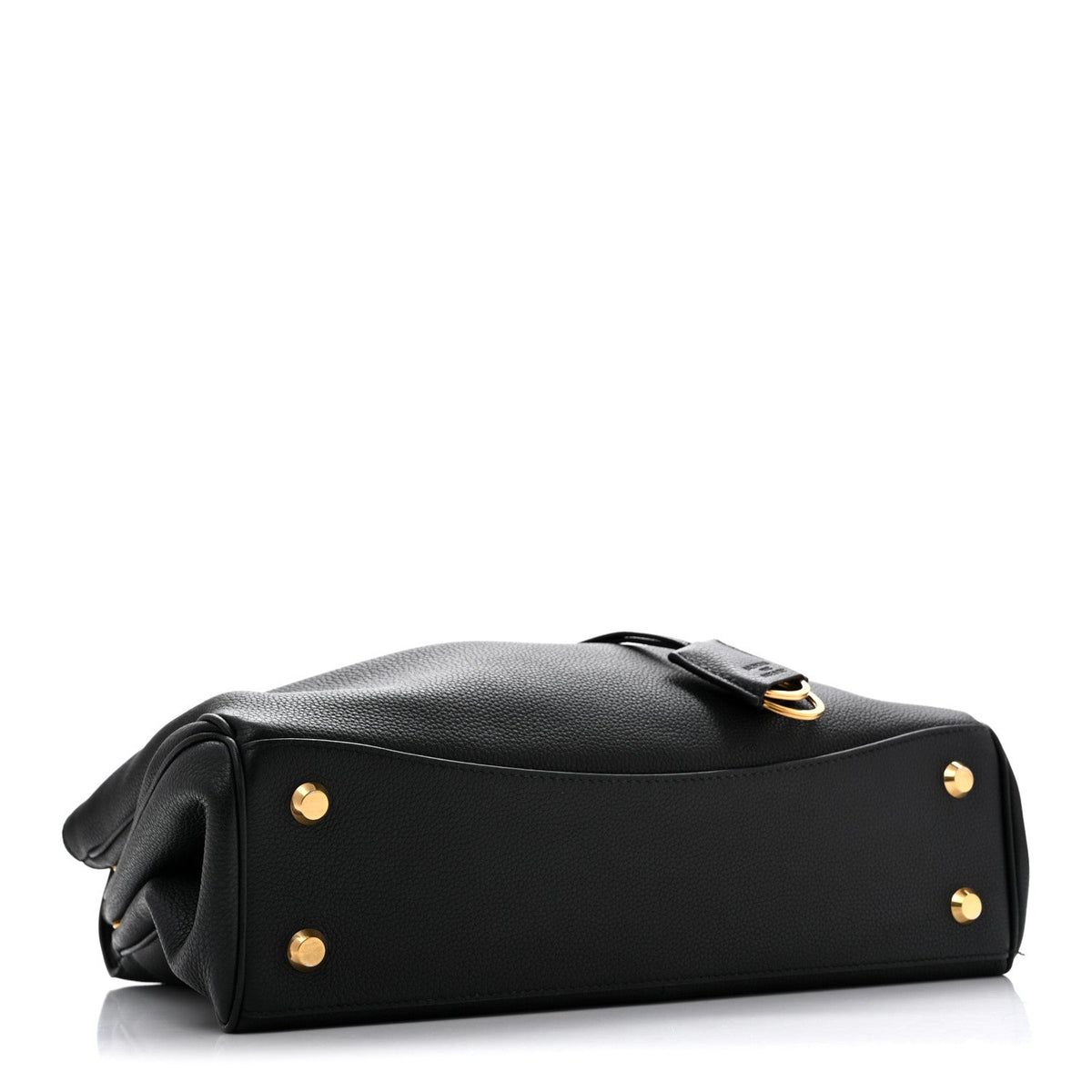Grained Calfskin Medium Rodeo Top Handle Handbag Black