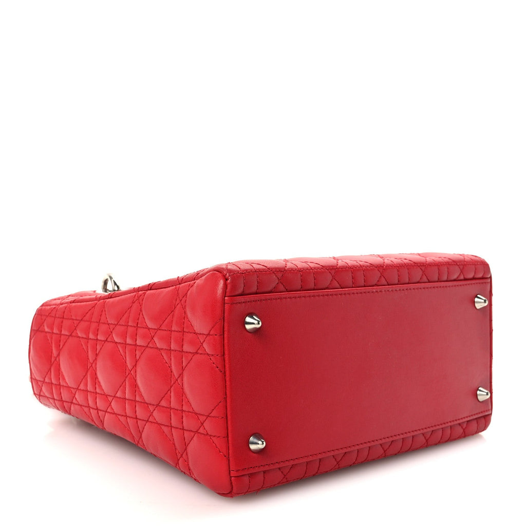 Lambskin Cannage Medium Lady Dior Red