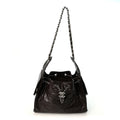 Shiny Crumpled Calfskin Quilted Small Chanel 25 Handbag Dark Brown