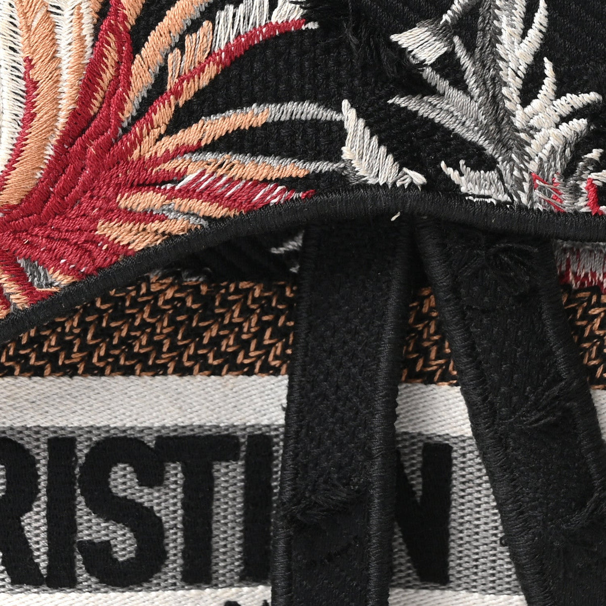 Canvas Embroidered Camouflage Flowers Saddle Bag Black Multicolor
