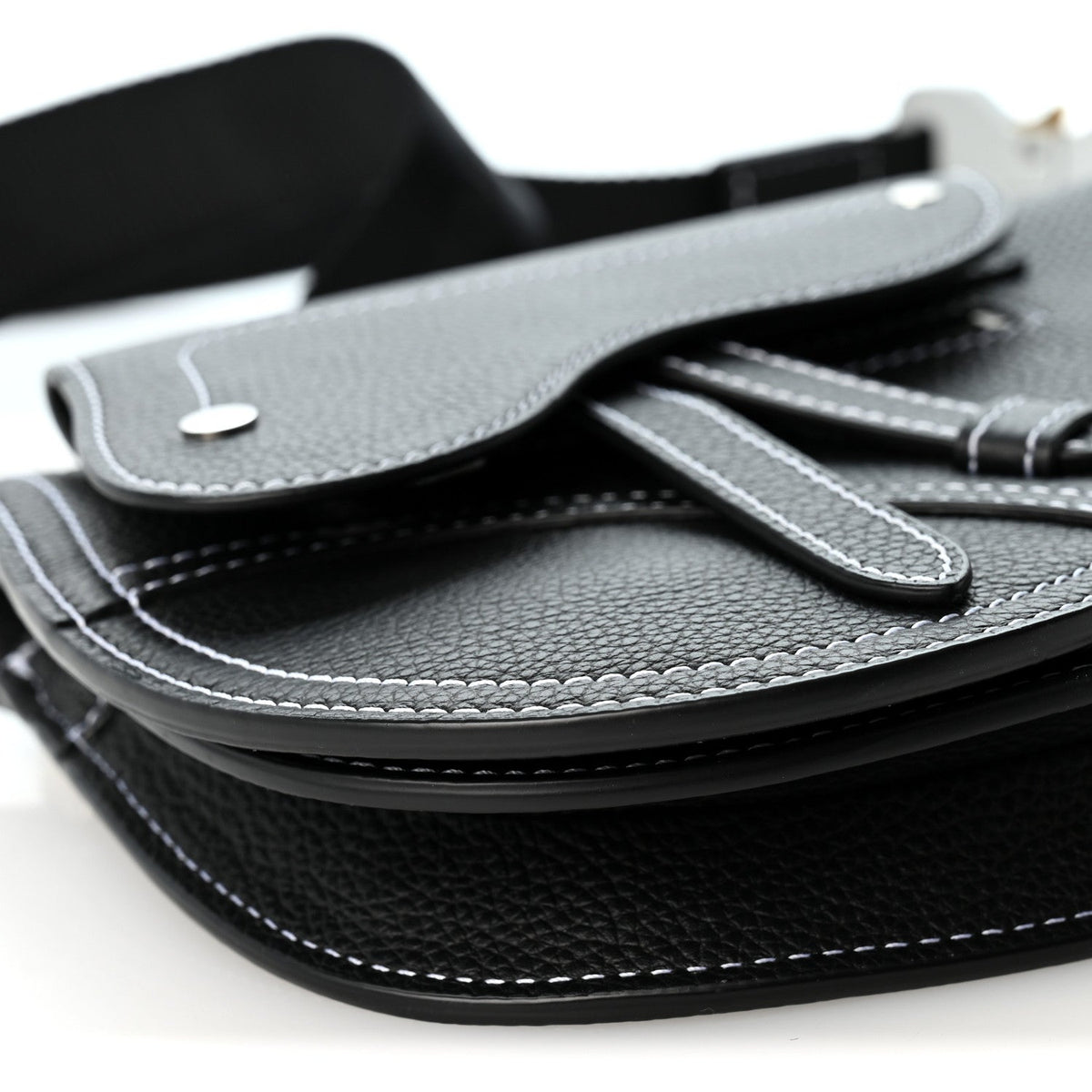 X KAWS Grained Calfskin Saddle Pouch Black
