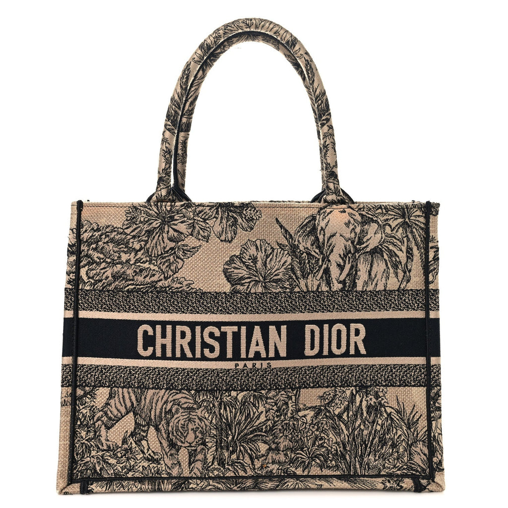 Canvas Embroidered Medium Dioriviera Toile De Jouy Book Tote Black