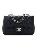 Caviar Quilted Mini Rectangular Flap Navy