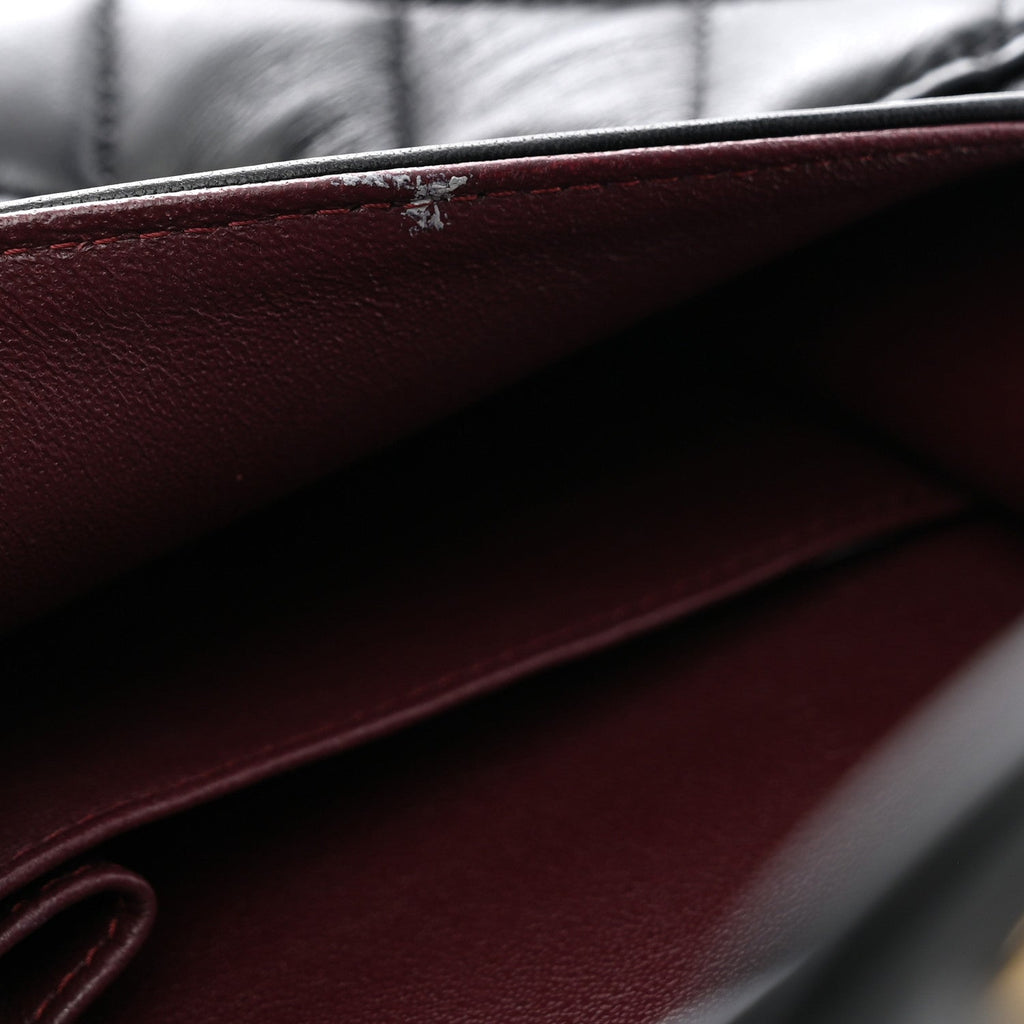 Lambskin Quilted Medium Double Flap Black