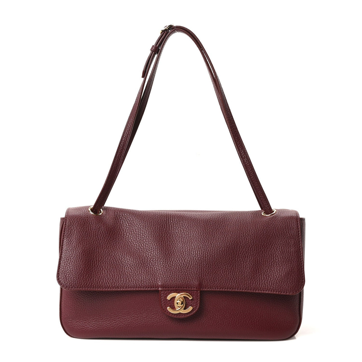 Grained Calfskin Small Souplissimo Maxi Flap Burgundy