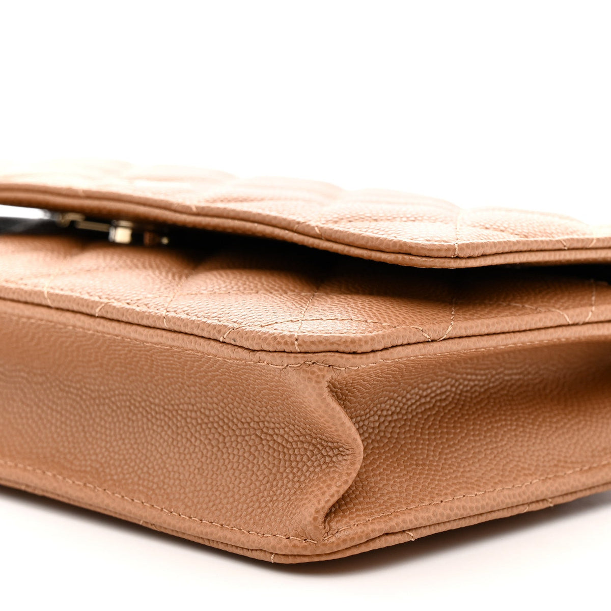 Caviar Quilted Wallet on Chain WOC Dark Beige