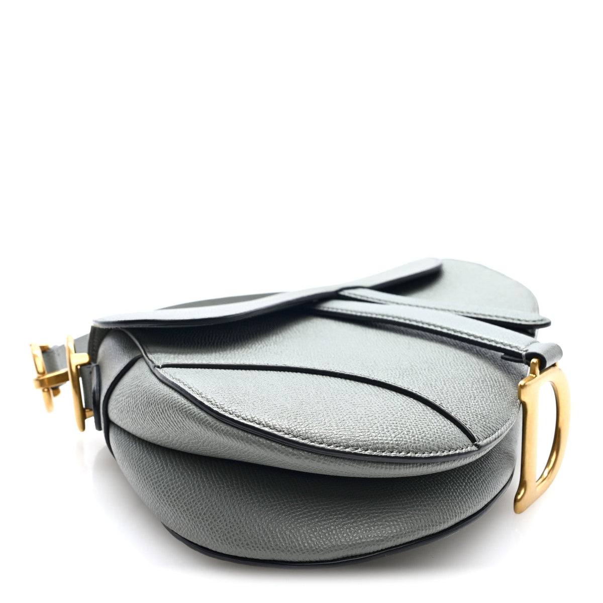 Grained Calfskin Saddle Bag Grey