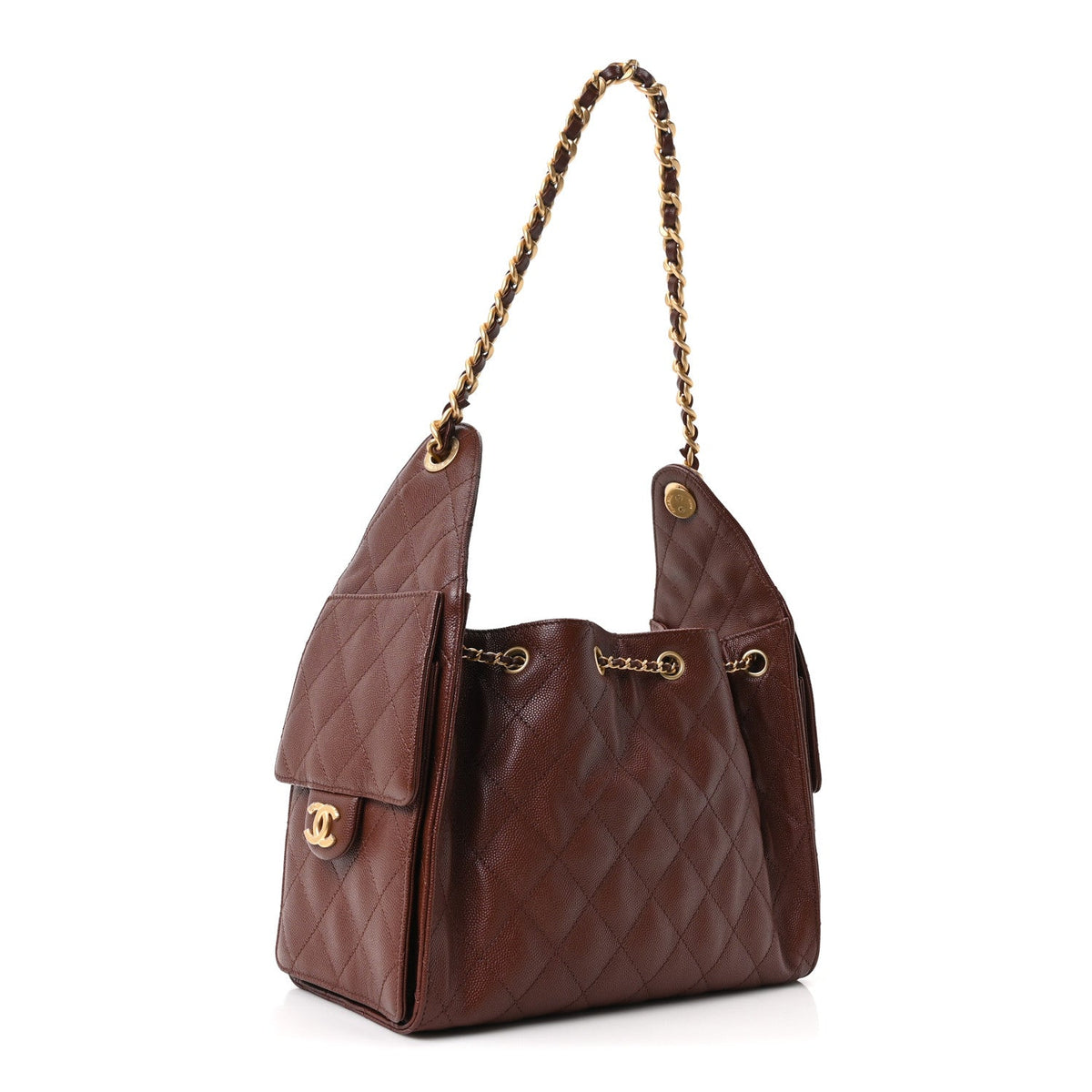 Caviar Quilted Small Chanel 25 Handbag Brown