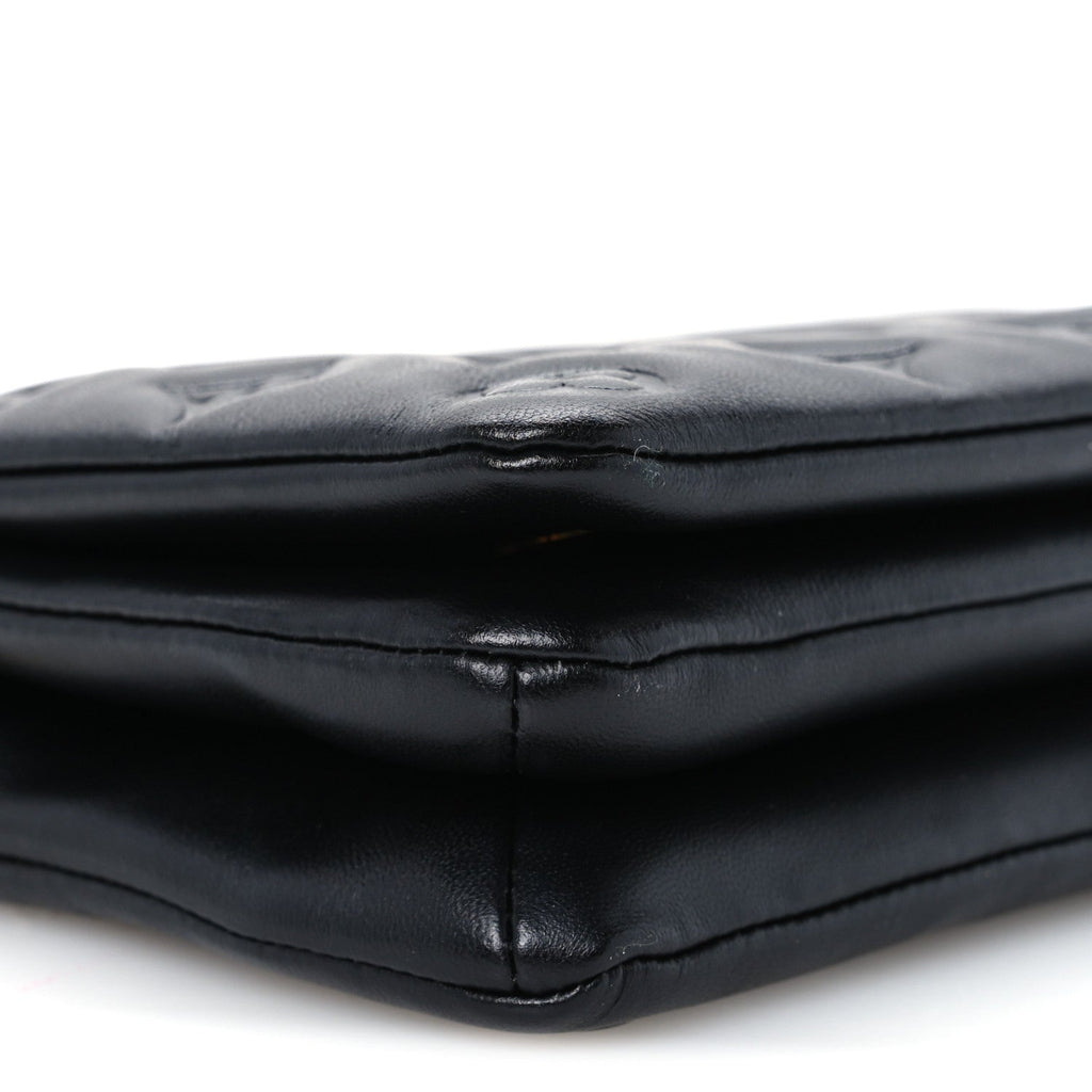 Lambskin Embossed Monogram Pochette Coussin Black
