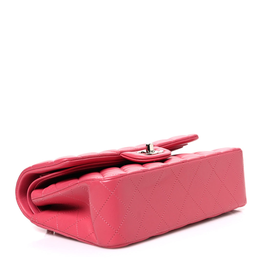 Lambskin Quilted Small Double Flap Pink