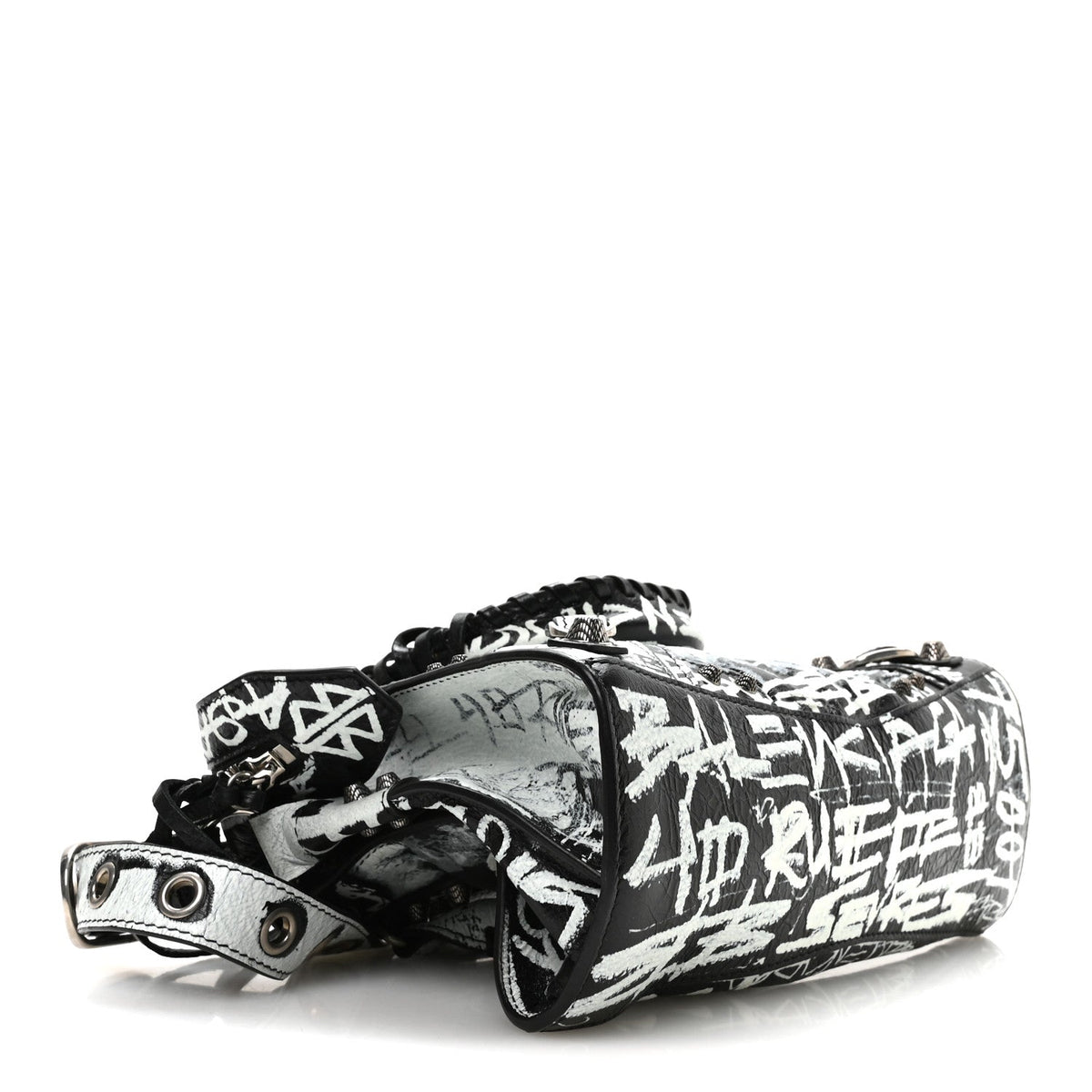 Agneau Arena Graffiti Neo Cagole Handbag XS Black White