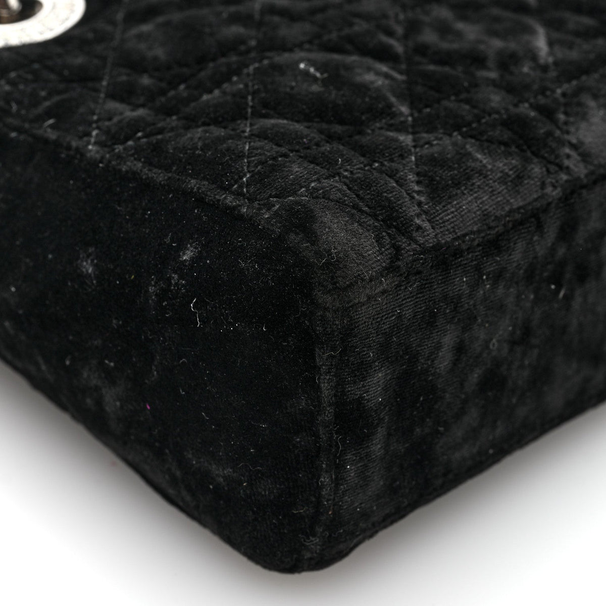 Velvet Crystal Mini Lady Dior Black