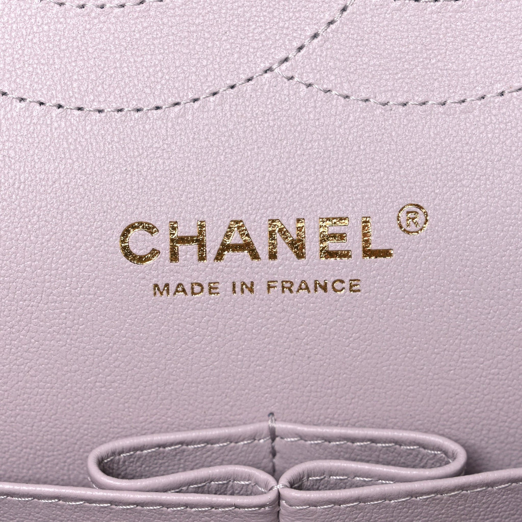 Caviar Quilted Jumbo Double Flap Light Purple