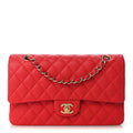 Caviar Quilted Medium Double Flap Dark Pink