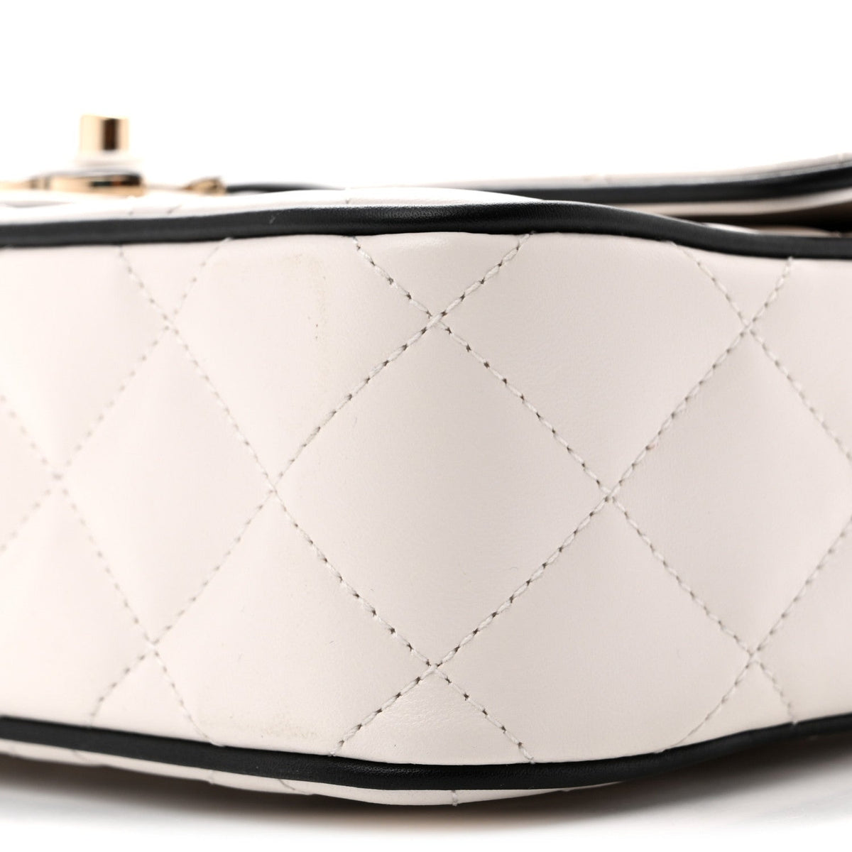 Lambskin Quilted Resin Graphic Frame Flap Bag White Black