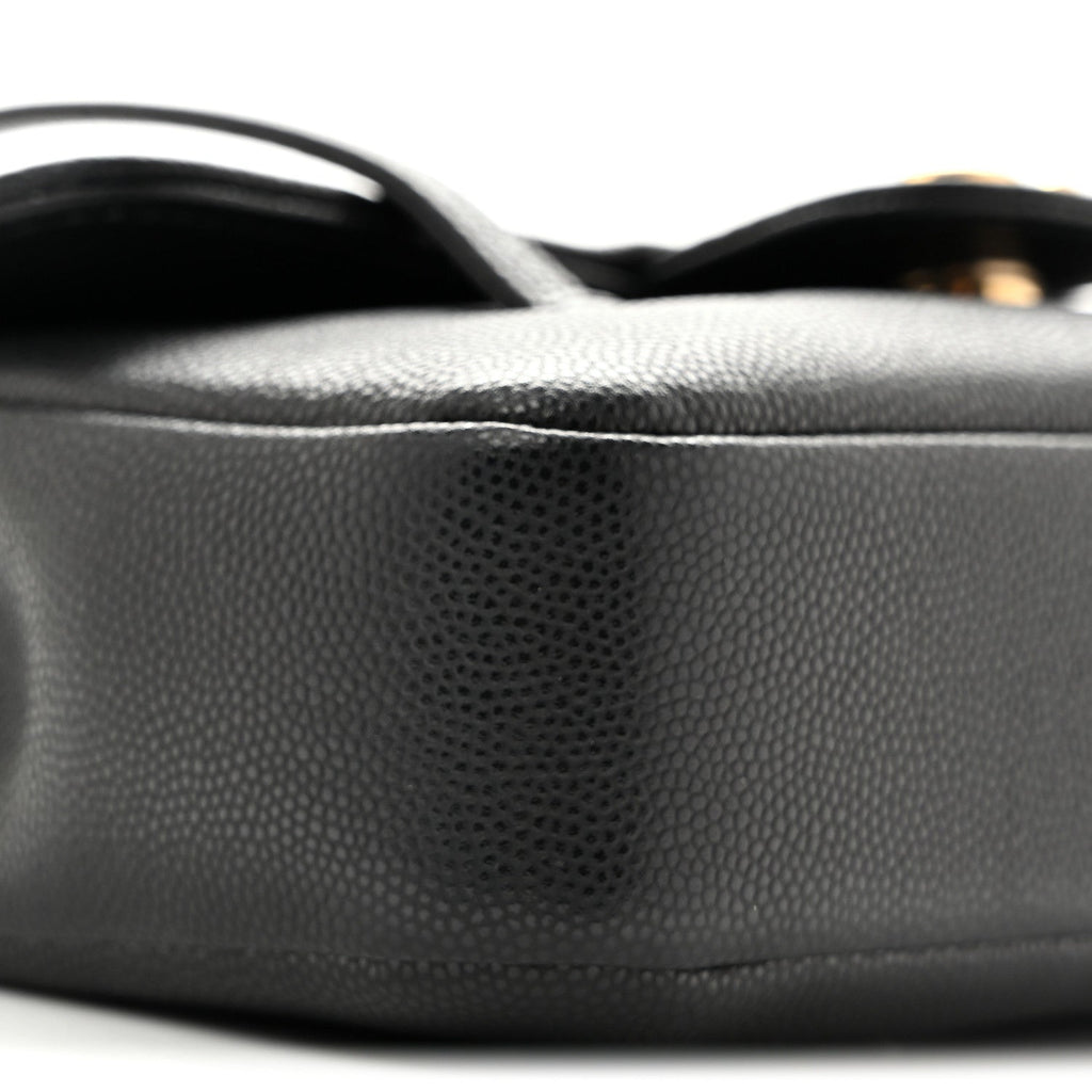 Shiny Caviar Mini Preppy Coco Shoulder Bag Black