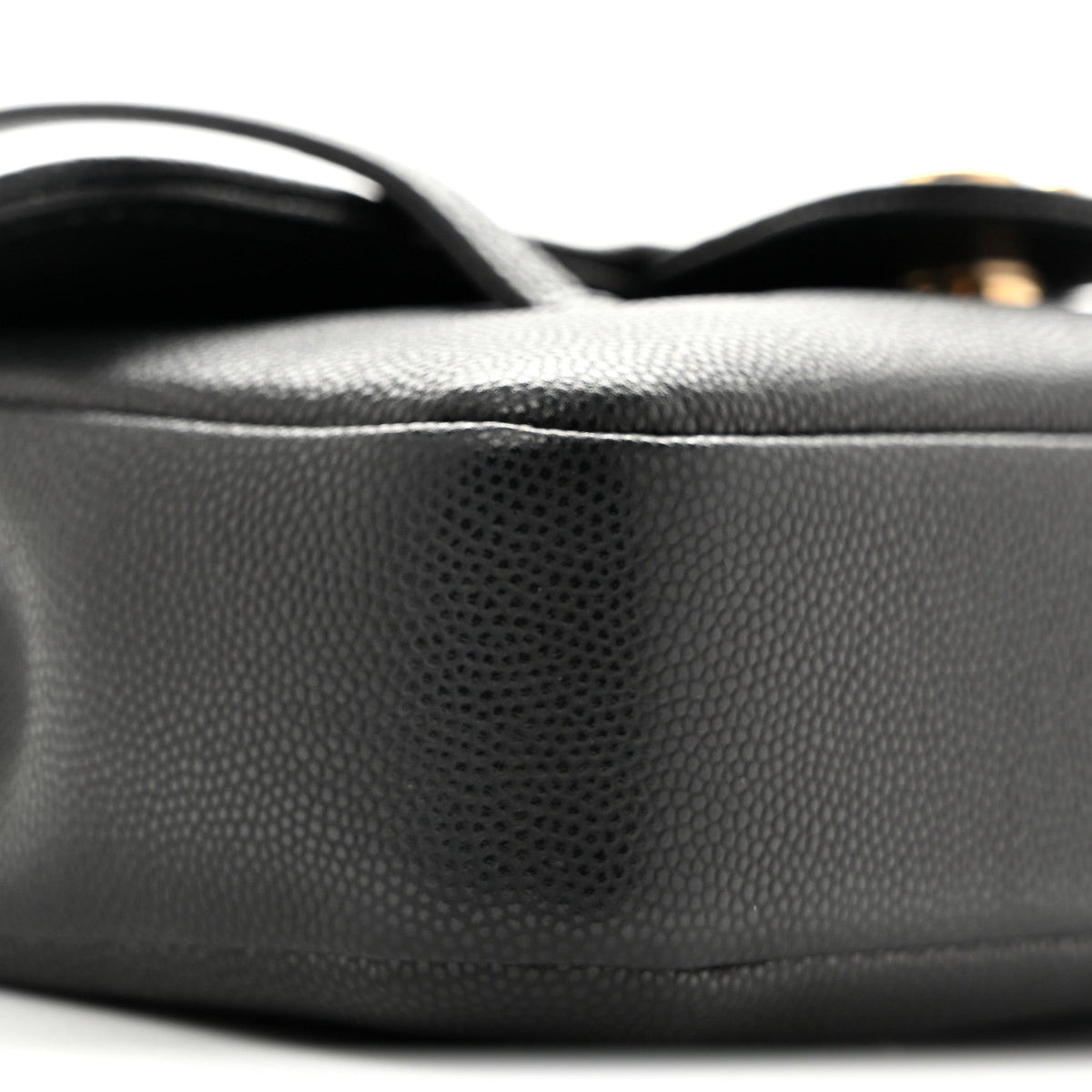 Shiny Caviar Mini Preppy Coco Shoulder Bag Black