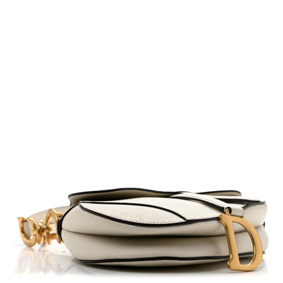 Grained Calfskin Saddle Bag With Strap Latte