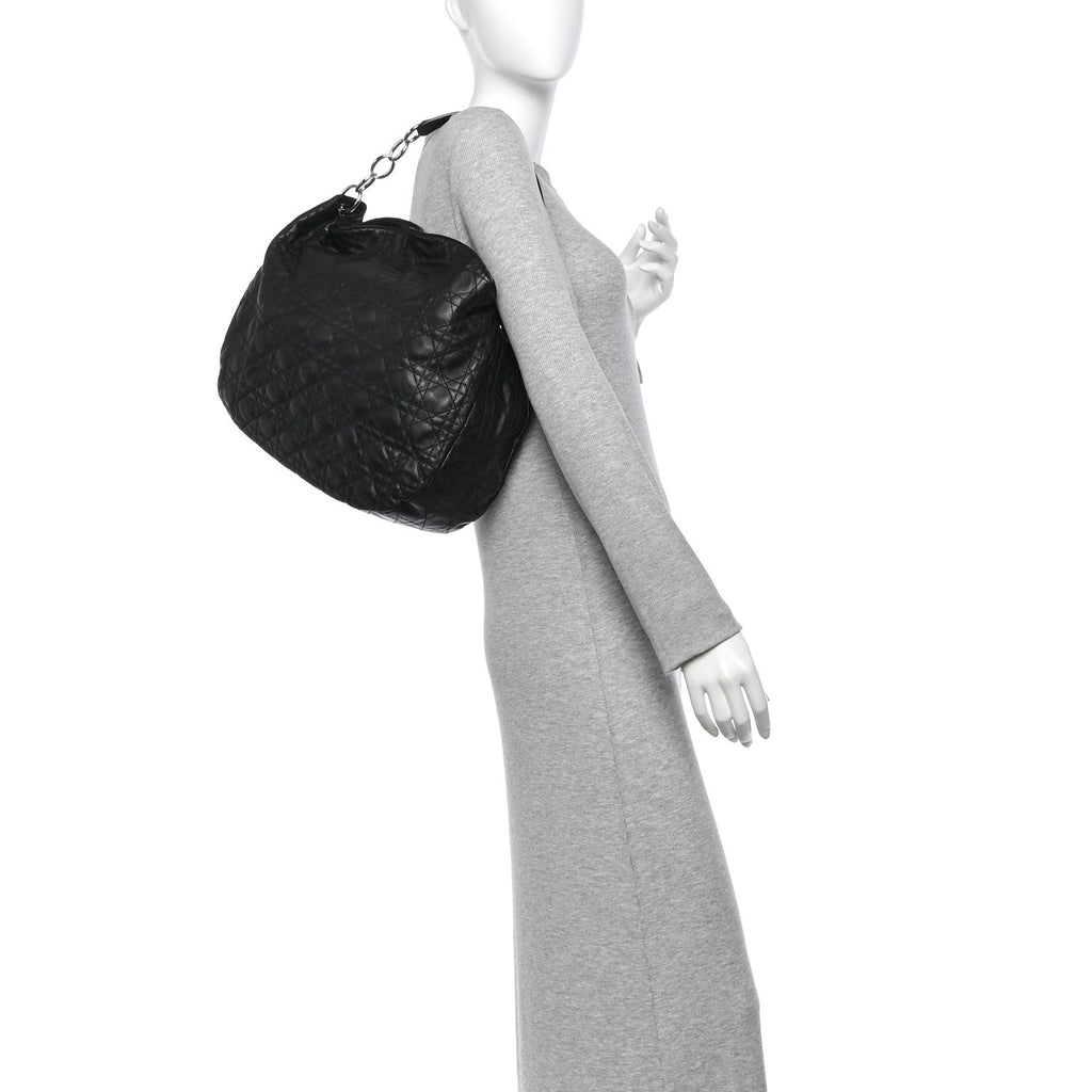Lambskin Cannage Large Dior Soft Hobo Black
