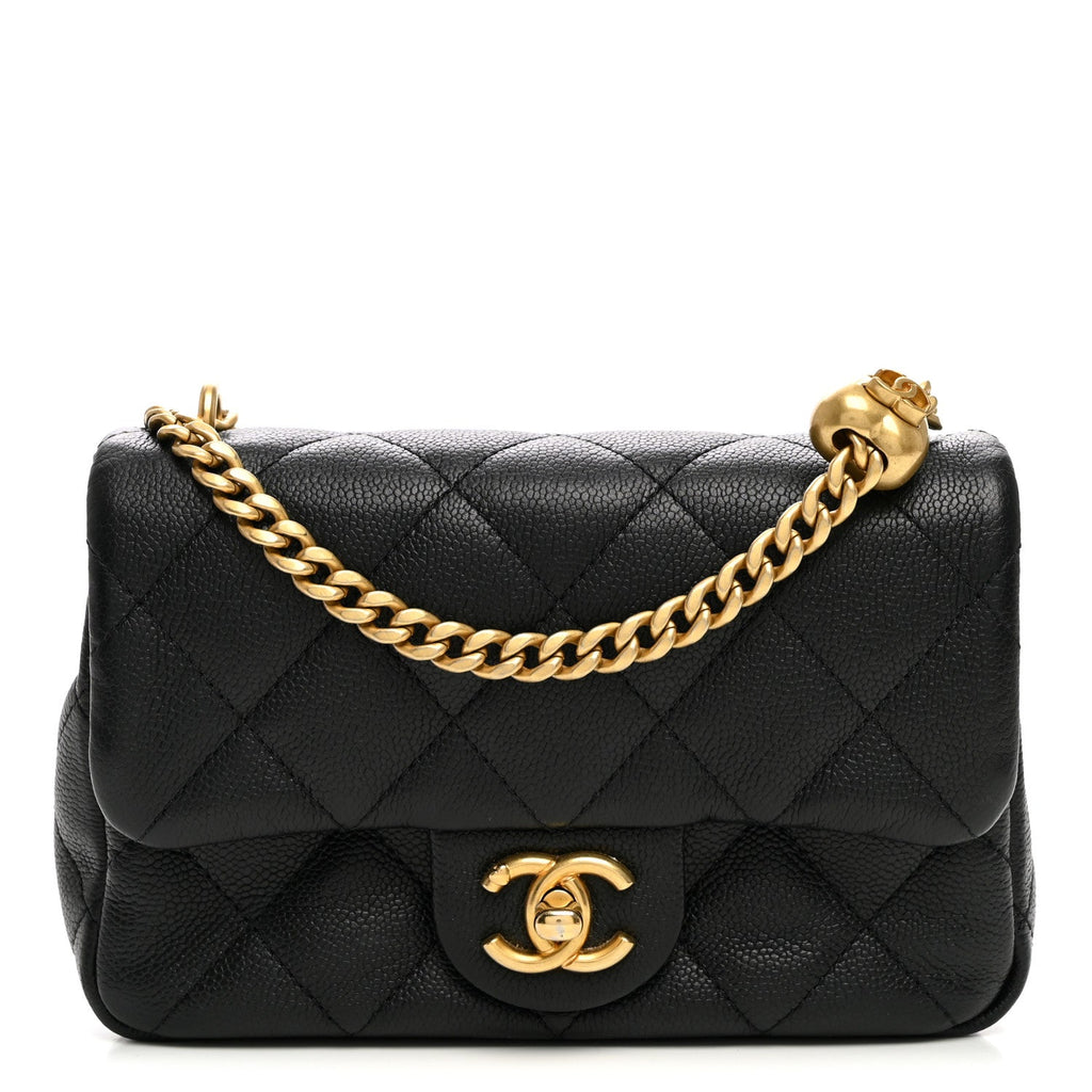 Caviar Quilted Mini Sweetheart Rectangular Flap Black