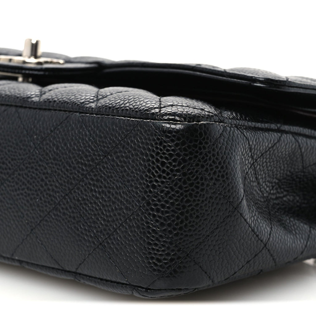 Caviar Quilted Medium Double Flap Black