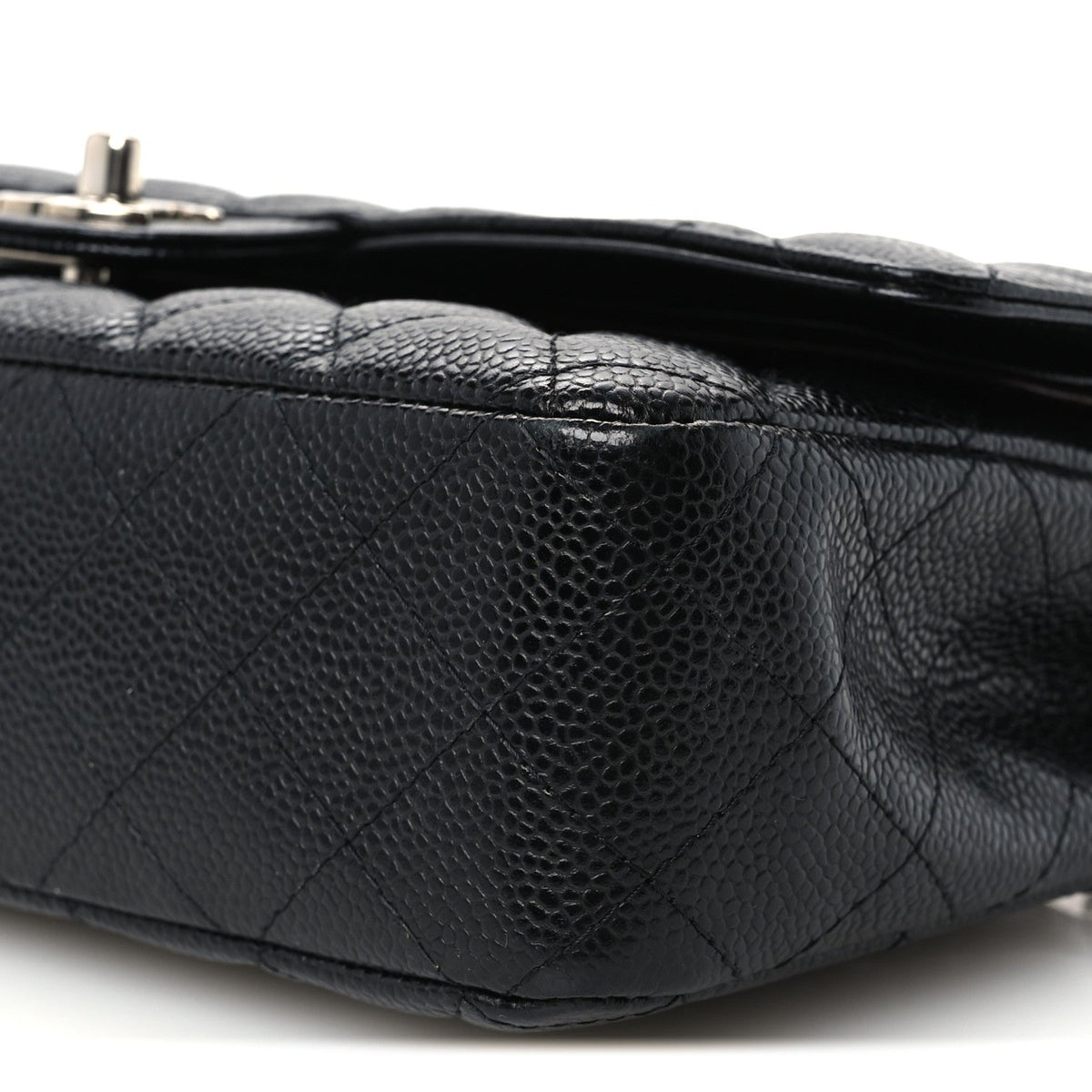 Caviar Quilted Medium Double Flap Black